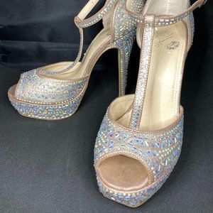 Colin Stuart Nude Rhinestone 7.5 High Heels